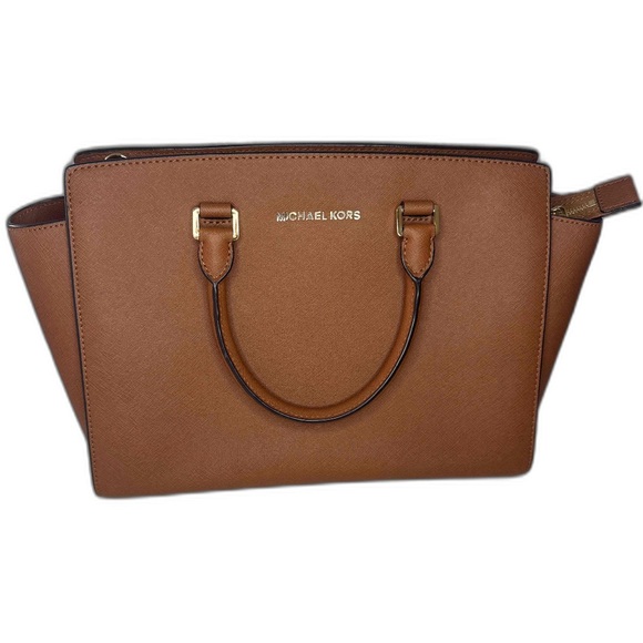 Michael Kors Selma Saffiano Leather Medium Satchel Bag With Crossbody Strap - Picture 1 of 7
